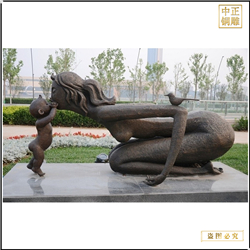 大型母女親吻銅雕塑 大型母女親吻銅雕塑