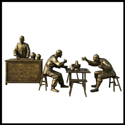 劃拳雕塑|鑄銅劃拳雕塑