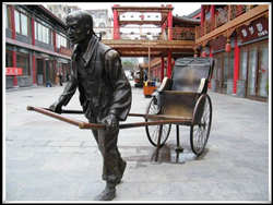 鑄銅黃包車(chē)雕塑|黃包車(chē)雕塑